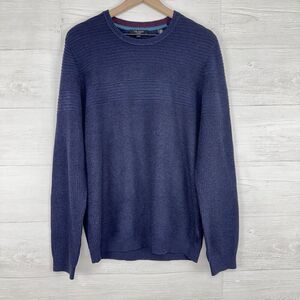 Ted Baker London Men’s Sweater L Navy Blue Wool Blend Crew Neck‎ Knit Pullover